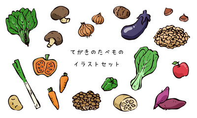 手描きの食べ物イラストセット © sato66