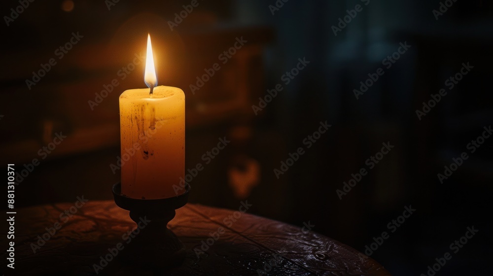 Canvas Prints A Single Candle in the Dark