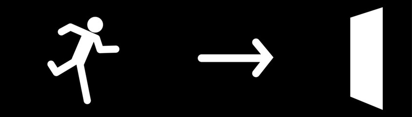 Emergency Exit Sign Set Vector Illustration