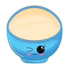 Happy empty food bowl Character cartoon Vector illustration