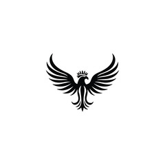 Elegant Eagle Silhouette: Design an elegant eagle silhouette with outstretched wings, emphasizing its majestic and powerful posture, suitable for a luxury brand logo.