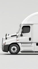 Naklejka premium side view of a plain white truck stock photo Truck, Semi-Truck, Side View, White Color, 