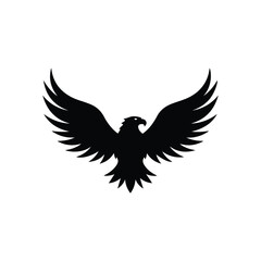 Obraz premium Elegant Eagle Silhouette: Design an elegant eagle silhouette with outstretched wings, emphasizing its majestic and powerful posture, suitable for a luxury brand logo.