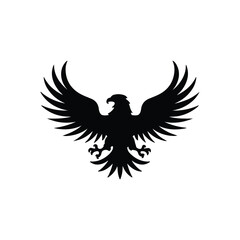 Elegant Eagle Silhouette: Design an elegant eagle silhouette with outstretched wings, emphasizing its majestic and powerful posture, suitable for a luxury brand logo.