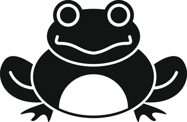 Simple illustration of a black and white frog smiling