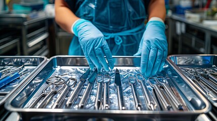 Surgical Technician Arranging Instruments