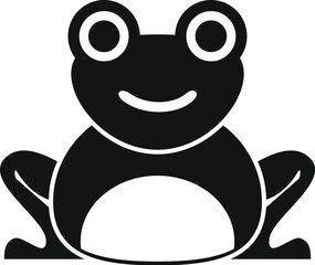 Simple icon of a happy frog sitting down and smiling