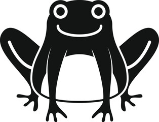 Simple icon of a black and white smiling frog