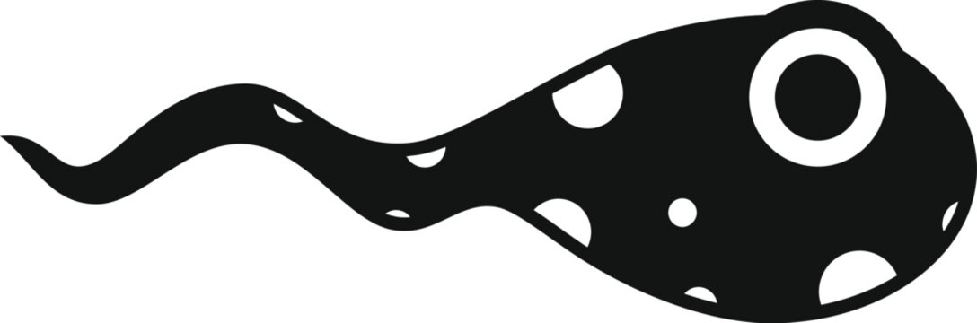 Cute tadpole character swimming with big eye simple style black and white image - Powered by Adobe