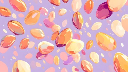 Abstract Colorful Shapes on Purple Background.