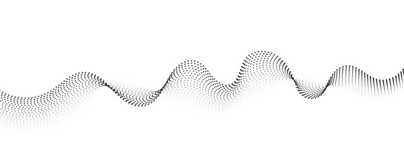 Flowing Dot Wave halftone gradient pattern on transparent background