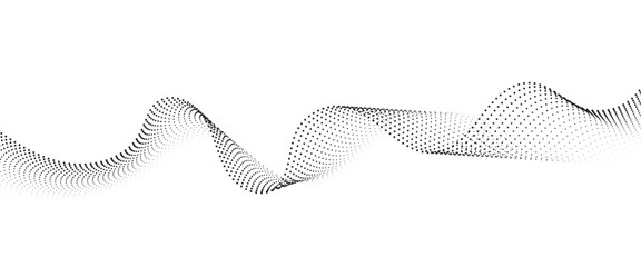 Flowing Dot Wave halftone gradient pattern on transparent background