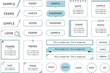 フレーム　セット　シンプル　線　ライン　リボン　デザイン　装飾　飾り罫　タイトル　見出し　吹き出し
