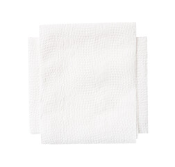 Top view of white folded tissue paper in stack isolated on white background with clipping path