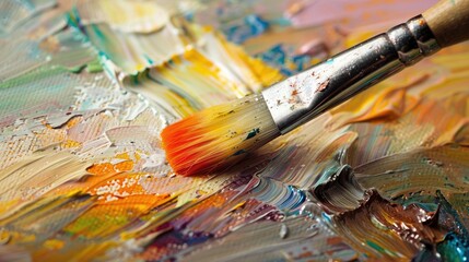 Fototapeta premium Uses a brush for painting