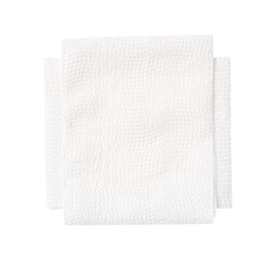 Top view of white folded tissue paper in stack isolated with clipping path in png file format