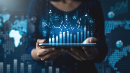 Complex and colorful graphic displays show financial market dynamics analyzed in real-time.