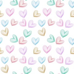 seamless pattern of colorful hearts 