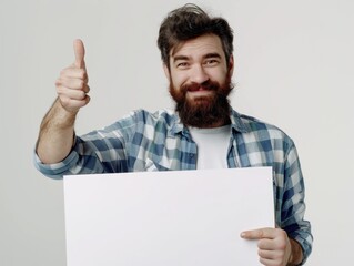 A person with a long beard holding up a sign, possibly for a protest or demonstration