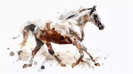 horse Watercolor illustration style. Isolated on white background. Creative conceptual art which is very beautiful