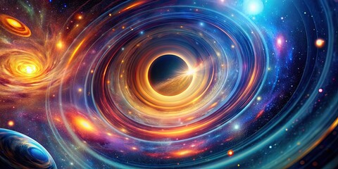 Obraz premium Abstract cosmic background with circles and vortex , cosmic, abstract, background, circles, vortex, space, universe