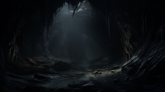 Silent Depths: Exploring the Eerie, Shadowy Depths of a Mysterious Cave