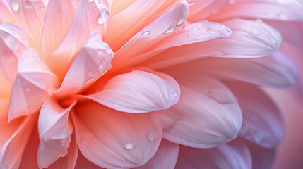 Macro Shot of Dew Kissed Soft Pink Petals in Bloom