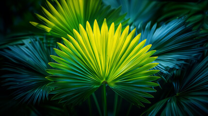 palm leaf texture, abstract green leaves pattern. Design for Wall Art, Poster Print, Wallpaper & Background