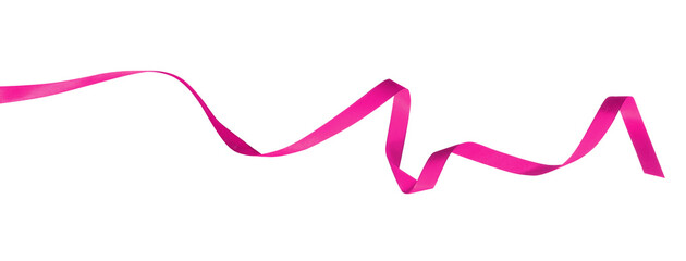 Fototapeta premium One pink satin ribbon isolated on white