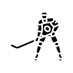 Obraz premium defenseman ice hockey sport glyph icon vector. defenseman ice hockey sport sign. isolated symbol illustration