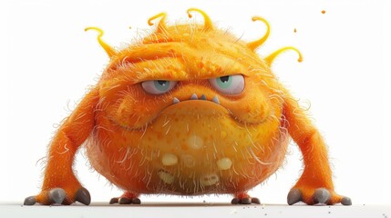 Cute expressive 3D cartoon monster with big eyes