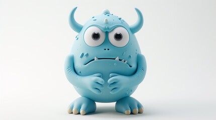 Cute expressive 3D cartoon monster with big eyes