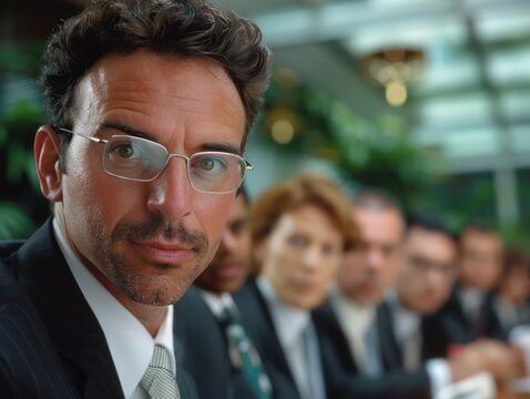 Wide Scene of a Boardroom Meeting with Business Professionals Engaged in a Corporate Discussion, Focused on Strategic Planning and Collaboration This Image Captures the Essence of Modern Business