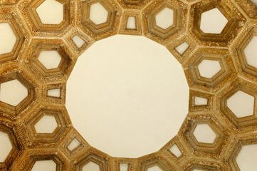 Ceiling decoration inside the Palace of Fine Arts rotunda in San Francisco, CA.