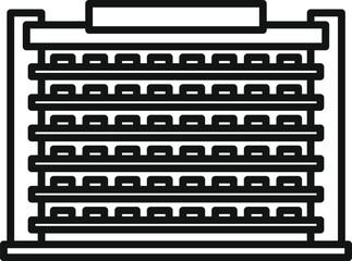 Fototapeta premium Line art icon of a supermarket building with many floors full of products ready for customers