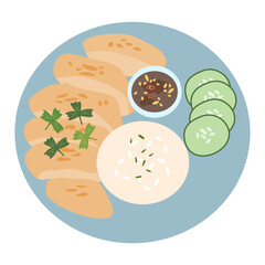 chicken rice. Asian style hainan chicken rice