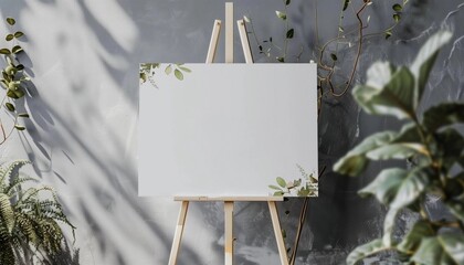 Blank white signboard mockup for a modern boho wedding - invitation card template.