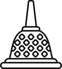 Line drawing of a buddhist religious stupa with decorative architectural elements