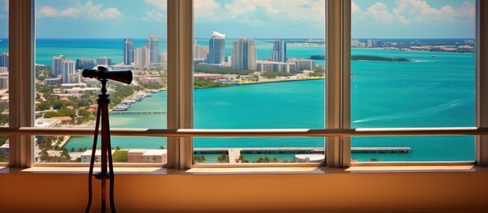 Telescope View of Miami Skyline