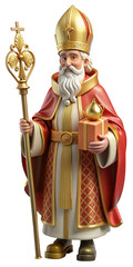 Obraz premium Regal 3D Saint Nicholas in ornate red robe
