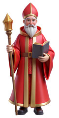 Regal 3D Saint Nicholas in ornate red robe