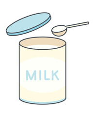 粉ミルクの缶と軽量スプーン