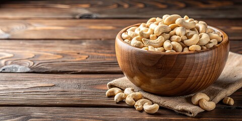 Bowl of cashew nuts on wooden board, cashews, nuts, snack, healthy, organic, food, wooden, board, bowl, rustic, natural