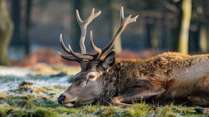 Sleeping red deer