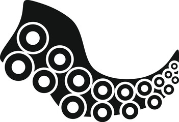 Simple black octopus tentacle icon with big round suction cups © anatolir