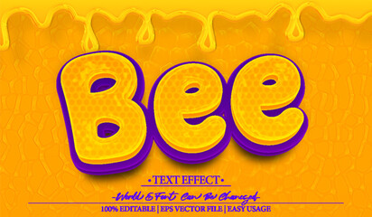 Bee Vector Text Effect Editable Alphabet Honey Yellow Honeybee Buzz Pollen