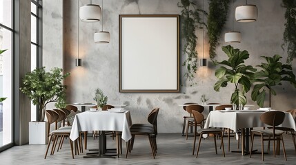 caffe room design with white board mockup