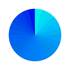 Colorful gradient pie chart with various shades of blue Abstract vector illustration of a pie chart Circular chart for business or data presentation