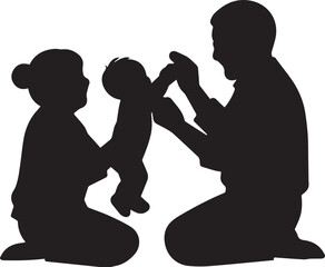 silhouettes illustration of grandparents and grandchild