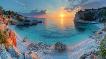 Serene Sunset at Anthony Quinn Bay: Hidden Cove Beauty in Greece